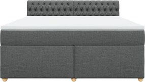 vidaXL Κρεβάτι Boxspring με Στρώμα Σκούρο Γκρι 180x200 εκ Υφασμάτιν