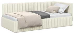 vidaXL Κρεβάτι Γωνίας με κεφαλάρι Κρεμ 100 x 200 cm Βελούδο