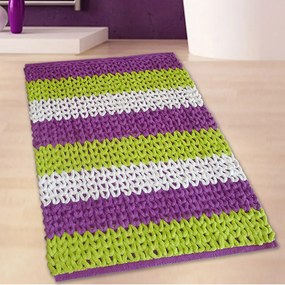 Πατάκι Μπάνιου Λαχανί-Μωβ 50x80cm #2335 Cotton Chenille San Lorentzo 1509 LIME PURPLE