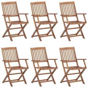vidaXL Καρέκλες Εξ. Χώρου Πτυσσόμενες 6 τεμ. από Μασίφ Ξύλο Ακακίας
