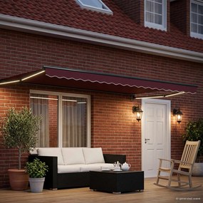 vidaXL Χειροκίνητη αναδιπλούμενη τέντα με LED 4 x 2 m