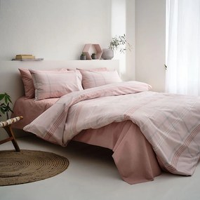 Σεντόνια Valeria-2 Με Λάστιχο (Σετ 4τμχ) Pink Vesta Home Υπέρδιπλo 240x260cm 100% Βαμβάκι