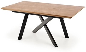 Τραπέζι Houston 1008, Δρυς, Μαύρο, 76x90x160cm, 58 kg, Επιμήκυνση, Ινοσανίδες μέσης πυκνότητας, Φυσικό ξύλο καπλαμά, Μέταλλο | Epipla1.gr