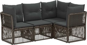 vidaXL Σετ Καναπέ Κήπου 4 pcs Γκρι συνθετικό ρατάν