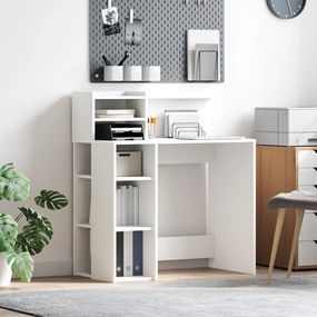 vidaXL Γραφείο  με Αποθήκευση Λευκό 90x48x101.5 εκ Επεξεργασμένο Ξύλο