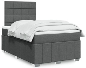 vidaXL Κρεβάτι Boxspring με Στρώμα Σκούρο Γκρι 120x200 εκ. Υφασμάτινο