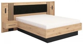 ΔΙΠΛΟ ΚΡΕΒΑΤΙ ASCALON 180 PLUS ARTISAN-ΜΑΥΡΟ ΜΕ ΓΚΡΙ ΥΦΑΣΜΑ 288x209x115εκ 11013898