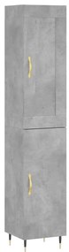 vidaXL Ντουλάπι Γκρι Σκυροδέματος 34,5x34x180 εκ. Επεξεργασμένο Ξύλο