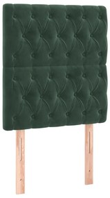 Κρεβάτι Boxspring με Στρώμα &amp; LED Σκ. Πράσινο 90x190 εκ Βελούδο - Πράσινο