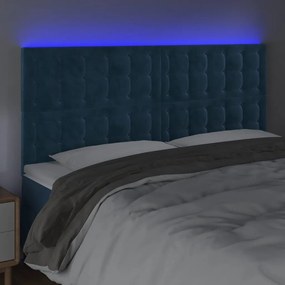 Κεφαλάρι Κρεβατιού LED Σκούρο Μπλε 200x5x118/128 εκ. Βελούδινο - Μπλε