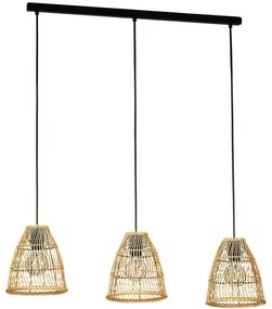 Φωτιστικό Οροφής - Ράγα Ayesgarth 43867 91x21x110cm 3xΕ27 40W Black-Natural Eglo Steel,Wood