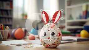 Intra Συλλεκτικό Ξύλινο Παζλ Plywood 4mm - Πασχαλινό Αυγό με Διακόσμηση Προσώπου Λαγουδάκι Σε Ξύλινο Κουτί - Διαστάσεις: 10x10 cm – 25 κομμάτια