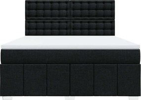 vidaXL Κρεβάτι Boxspring με Στρώμα Μαύρο 180x200 εκ. Υφασμάτινο