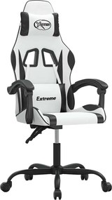 vidaXL Καρέκλα Gaming Περιστρεφόμενη Λευκή/Μαύρη από Συνθετικό Δέρμα