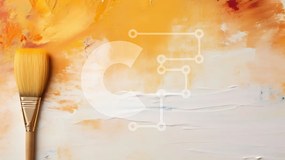 Intra Συλλεκτικό Ξύλινο Παζλ Plywood 4mm - Κίτρινο πινέλο σε πορτοκαλί φόντο Σε Ξύλινο Κουτί - Διαστάσεις Puzzle: 10x10 cm – 25 κομμάτια