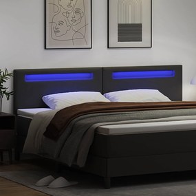 vidaXL LED κεφαλάρι Μαύρο 200 cm Τεχνητό Δέρμα