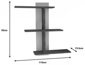 Ραφιέρα τοίχου Norman pakoworld μελαμίνη σε καρυδί-λευκή απόχρωση 110x19.5x90εκ