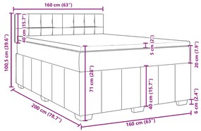 Κρεβάτι Boxspring με Στρώμα Σκούρο Γκρι 160x200 εκ Υφασμάτινο - Γκρι