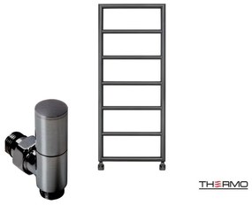 Thermo TEMPO Θερμαινόμενη πετσετοκρεμάστρα από ανοξείδωτο χάλυβα με υδραυλική λειτουργία, 120x50cm Black Brushed PVD