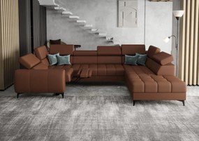 Γωνιακός καναπές Calyra Max I Relax Lthr-Κεραμιδί-Δεξιά