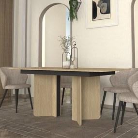Τραπέζι Lava Megapap χρώμα rota oak - ανθρακί 180x90x76,8εκ.