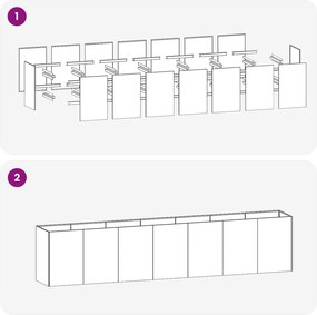 vidaXL Γλάστρα Κήπου Ασημί 280 x 40 x 60 εκ Γαλβανισμένος Χάλυβας