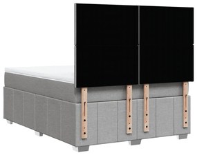 Κρεβάτι Boxspring με Στρώμα Ανοιχτό Γκρι 140x190 εκ. Υφασμάτινο - Γκρι