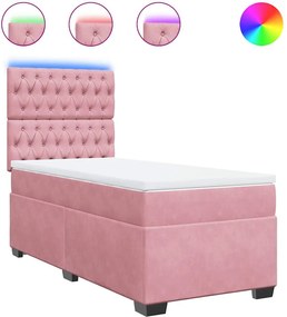vidaXL Κρεβάτι Boxspring με Στρώμα Ροζ 100x200 εκ. Βελούδινο