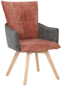 Πολυθρόνα Rex HM9847.06 53x60x93cm Terracotta-Grey Wood, Fabric
