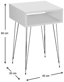 Κομοδίνο μελαμίνης Scott Megapap χρώμα λευκό 40x30x60εκ.