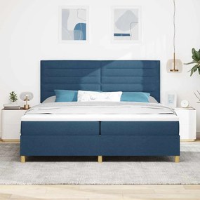 vidaXL Κρεβάτι με ελατήρια με στρώμα Μπλε 200 x 200 cm ύφασμα