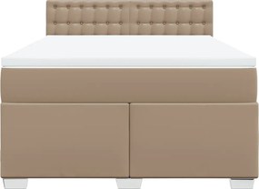 vidaXL Κρεβάτι Boxspring με Στρώμα Καπουτσίνο 140x190εκ.από Συνθ.Δέρμα