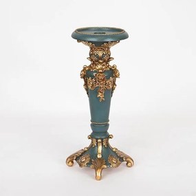 Κηροπήγιο 752-26042 10,5x10,5x27cm Dark Green-Gold Estheti Home Πολυρεσίνη