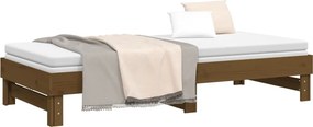 vidaXL Καναπές Κρεβάτι Συρόμενος Μελί 2x(100x200) εκ. από Μασίφ Πεύκο