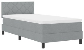 vidaXL Box Spring Bed με Στρώμα Ανοιχτό Γκρι 100x200 εκ. Ύφασμα