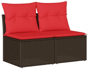 vidaXL 2 τεμαχίων σετ καναπέδες κήπου με μαξιλάρια Καστανός Ακακία