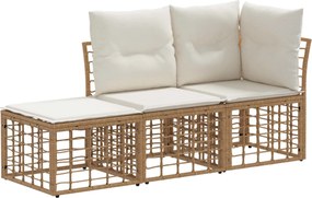 vidaXL Σειρά Καναπέ Εξωτερικού με μαξιλάρι 3 pcs Φυσικό Πολυεστέρας