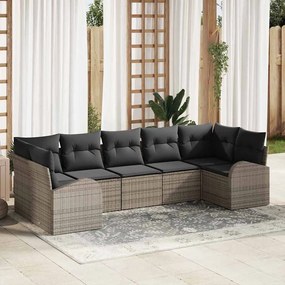 vidaXL Σετ Καναπέ Κήπου 7 pcs Γκρι Πολυ ράταν