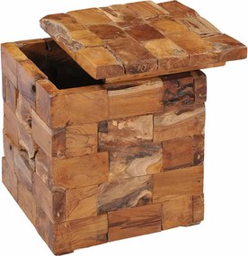 vidaXL Σκαμπό Αποθήκευσης από Μασίφ Ξύλο Teak
