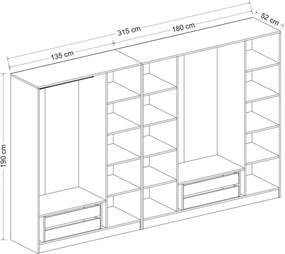 Επταφυλλη Ντουλαπα Λευκο KALEO MEBRAN 52x270x206