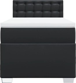 vidaXL Κρεβάτι Boxspring με Στρώμα Μαύρο 90x200εκ. από Συνθετικό Δέρμα