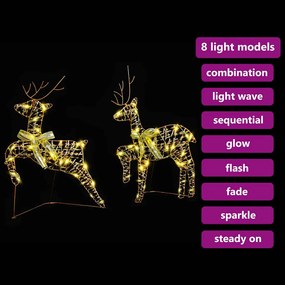 vidaXL LED Ελάφια με 40 LED 2 pcs Θερμό λευκό PET