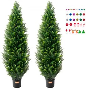 VEVOR 2 Pack 5' Artificial Cedar Topiary Tree Faux Plant UV Decor In/Outdoor