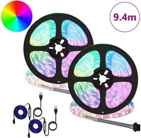 vidaXL Λωρίδα LED 2 pcs Μαύρο και Διαφανές 4700 χιλ