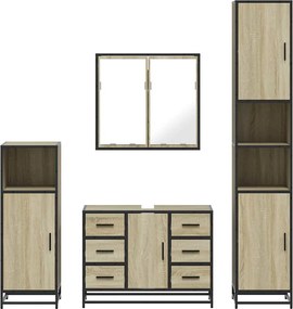 vidaXL Σετ Επίπλων Μπάνιου 4 Τεμαχίων Sonoma Δρυς Επεξεργασμένο Ξύλο