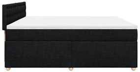 vidaXL Κρεβάτι Boxspring με Στρώμα Μαύρο 200x200 εκ. Υφασμάτινο