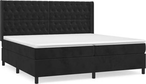 vidaXL Κρεβάτι Boxspring με Στρώμα Μαύρο 200x200 εκ. Βελούδινο