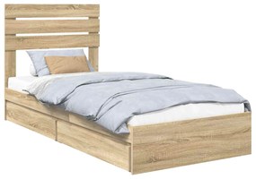 vidaXL Κρεβάτι Αποθήκης Δρύς Sonoma 75 x 190 cm Επεξεργασμένο ξύλο