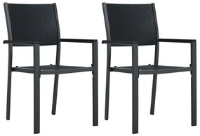 Καρέκλες Κήπου 2 τεμ. Μαύρες με Όψη Ρατάν Πλαστικές
