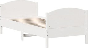 vidaXL Σκελετός Κρεβ. Χωρίς Στρώμα Λευκό 75x190 εκ Μασίφ Πεύκο